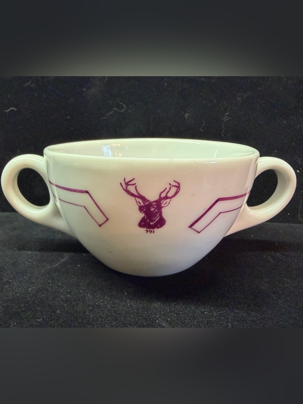 Vintage Fraunfelter China BPOE Elks Lodge 391 Double Handle Bouillon Soup Cup